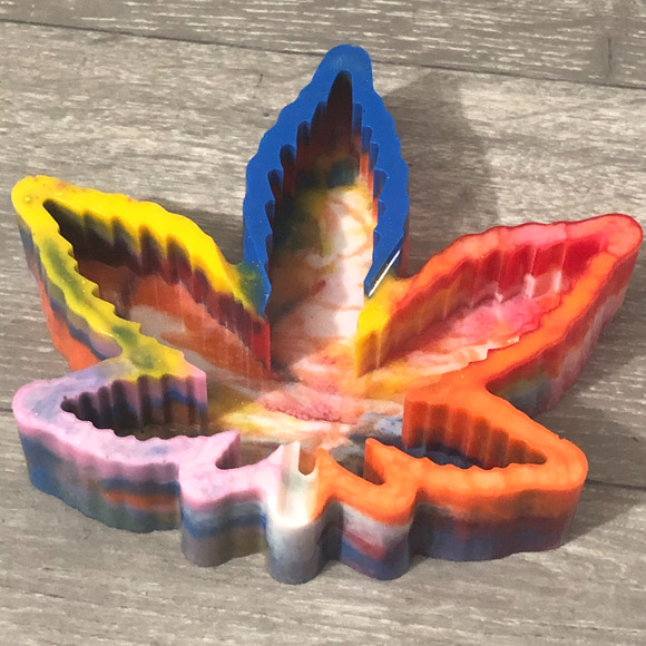 One-of-a-Kind Colorful Handmade Leaf Ashtray - Picture 2 of 6